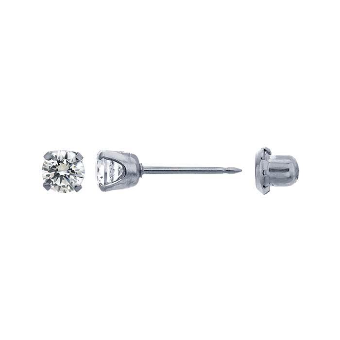 Inverness® Stainless Steel Piercing Earrings, CZ-Set