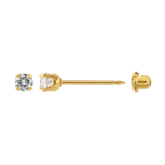 Inverness® Stainless Steel Yellow Gold-Plated Piercing Earrings, CZ-Set