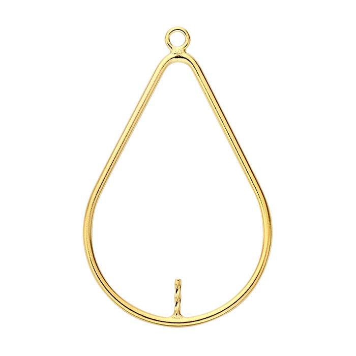 مكونات قطرة دمعة مملوءة بالذهب الأصفر عيار 14/20 مع دبوس وخاتم مغلق