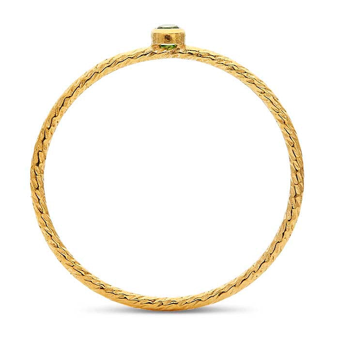 14/20 Keltakultainen täytetty vihreällä CZ-kivellä koristeltu kimaltava sormus