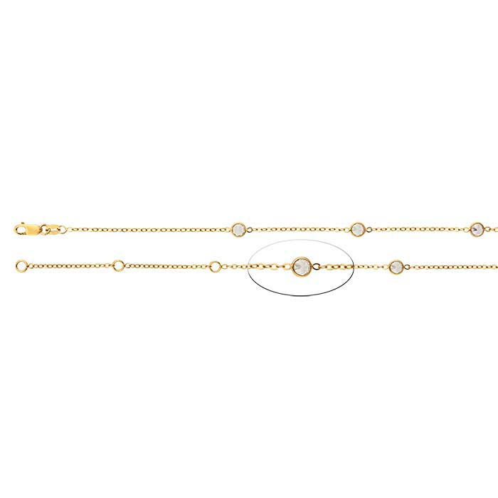 14/20 Gold-Filled Tin-Cup Round Cable Chain with Bezel-Set Faceted CZ Drops