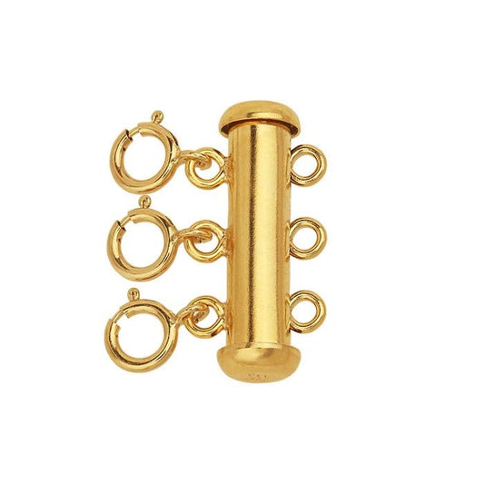 14/20 gult gullfylt lagringslås med fjærringer, 3-trådet