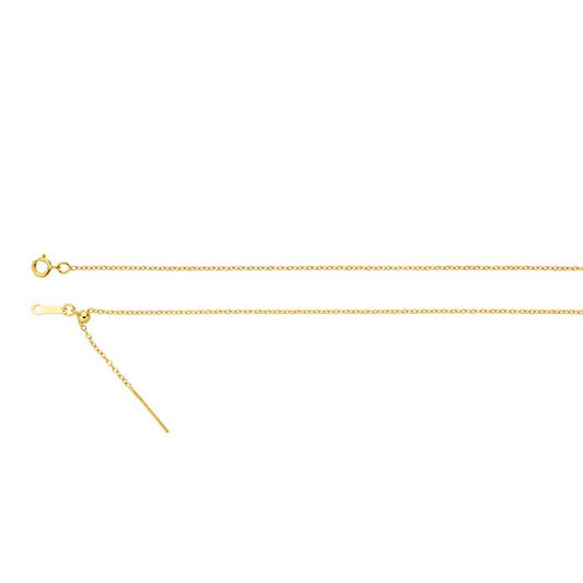 14K Yellow Gold Add-A-Bead Cable Chain Bracelet, Adjustable
