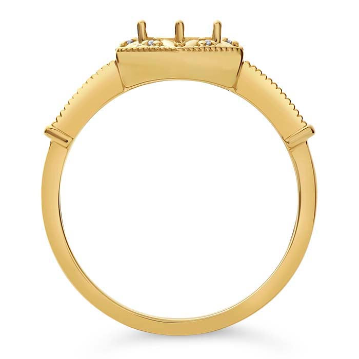 14K黄色黄金5毫米六角形刻面戒指镶座