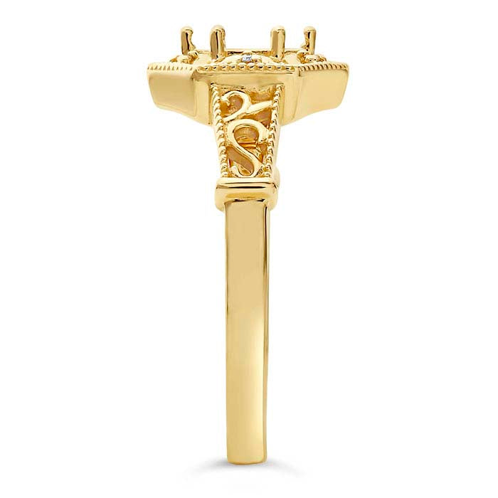 14K黄色黄金5毫米六角形刻面戒指镶座