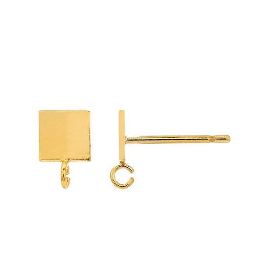 14/20 Yellow Gold-Filled Square Post Earring with Open Ring
