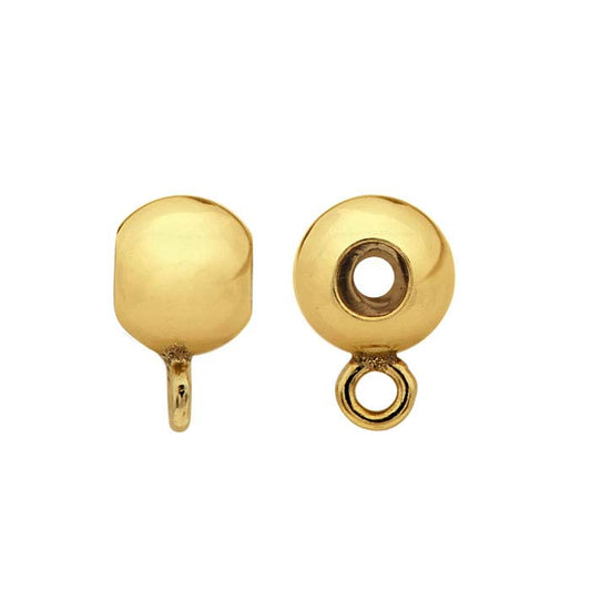 خرزة "ذكية" مستديرة بقطر 4 مم من الذهب الأصفر المطلي 14/20 مع إدخال سيليكون وخاتم