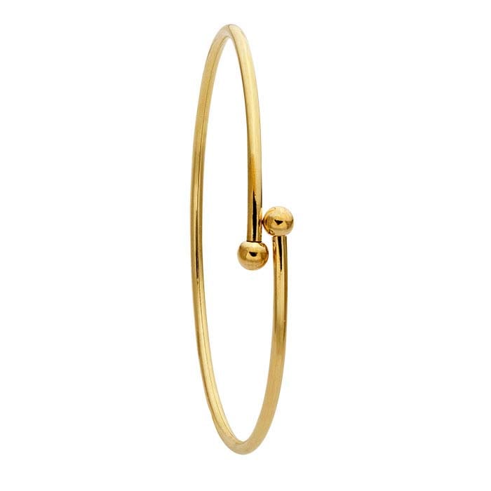 14/20 Yellow Gold-Filled Bypass Cuff Bracelet with Threaded Ball Ends
