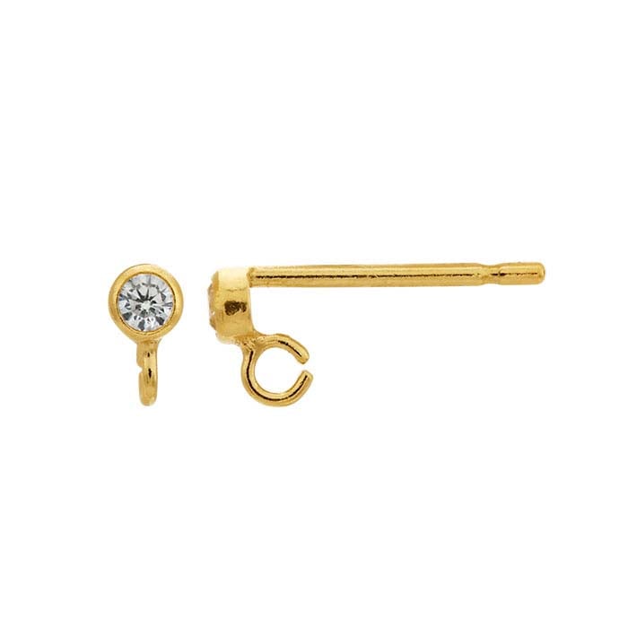 Sterling Silver CZ-Set Post Earring with Open Ring