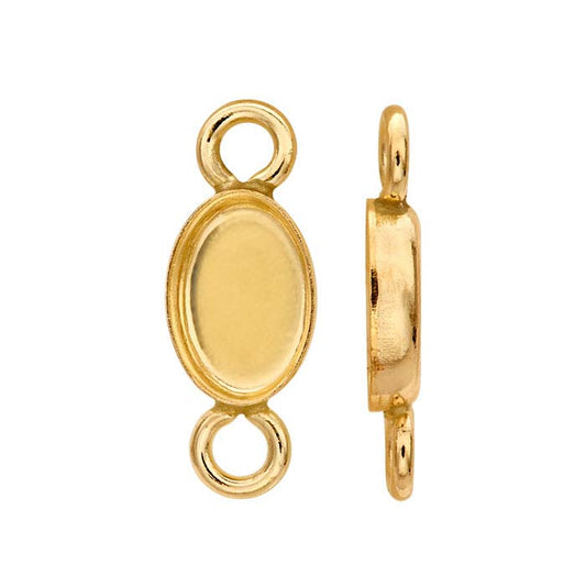 14/20 Yellow Gold-Filled Oval Cabochon Link Component Mounting