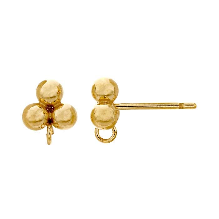 Three-Ball Post Earring with Ring