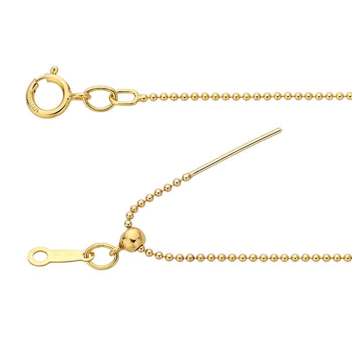 14/20 Yellow Gold-Filled Add-A-Bead Bead Chain Necklace, Adjustable