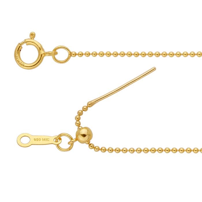 14/20 Yellow Gold-Filled Add-A-Bead Bead Chain Necklace, Adjustable