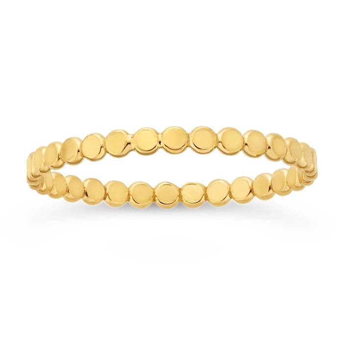 خاتم مسطح بحبات مملوء بالذهب الأصفر عيار 14/20