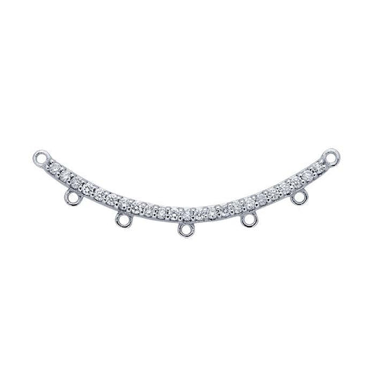 14K White Gold Diamond-Set Crescent Festoon Pendant