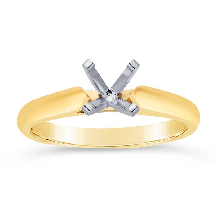14K Yellow Gold Round Cathedral Engagement Ring Mounting