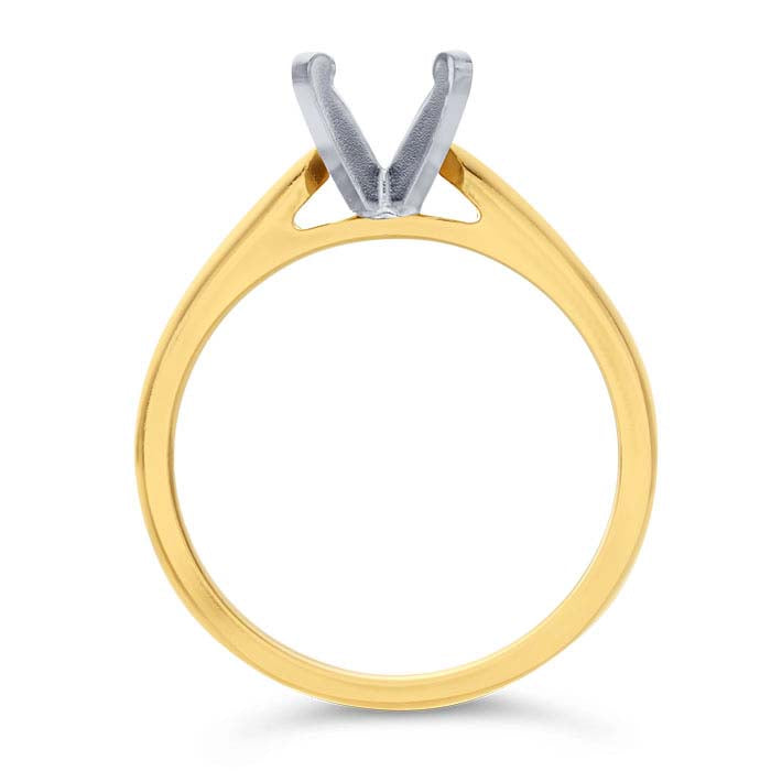 14K Yellow Gold Round Cathedral Engagement Ring Mounting