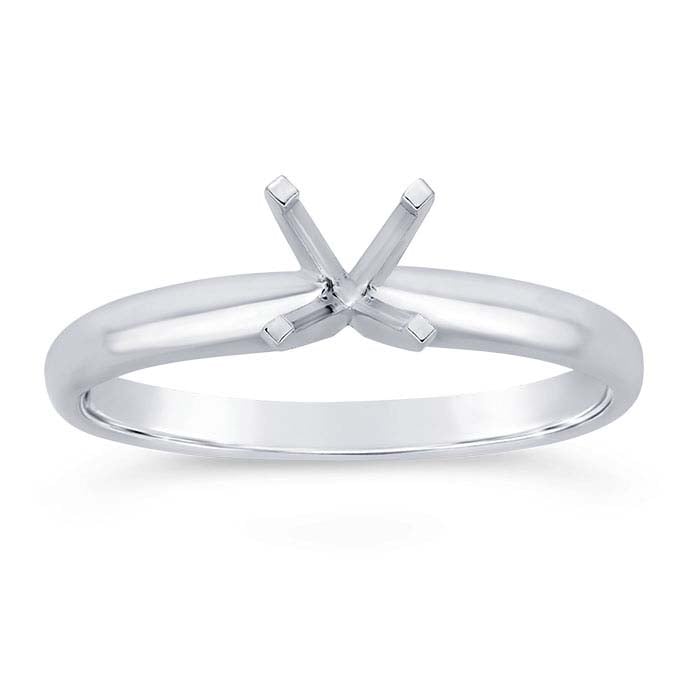 14K White Gold Round Engagement Ring Mounting