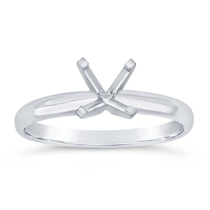 14K White Gold Round Engagement Ring Mounting