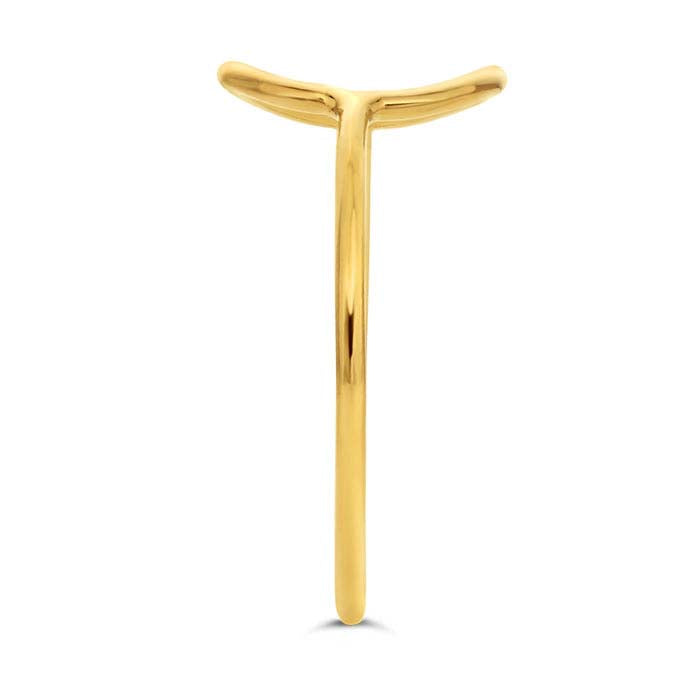 خاتم دائرة مفتوحة مطلي بالذهب الأصفر عيار 14/20