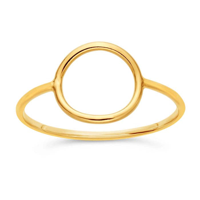خاتم دائرة مفتوحة مطلي بالذهب الأصفر عيار 14/20