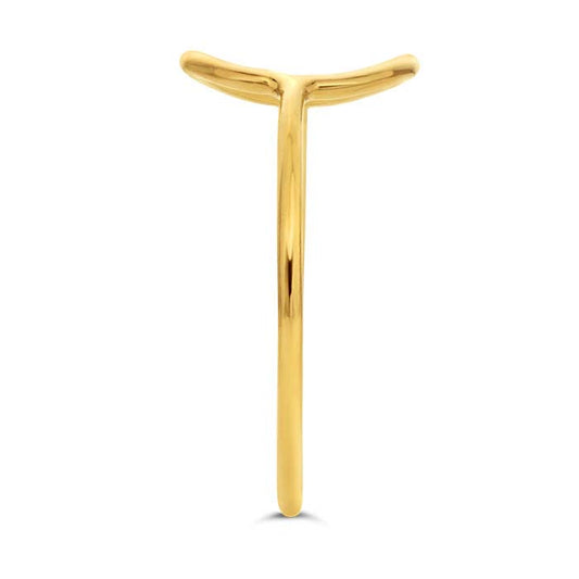 خاتم دائرة مفتوحة مطلي بالذهب الأصفر عيار 14/20