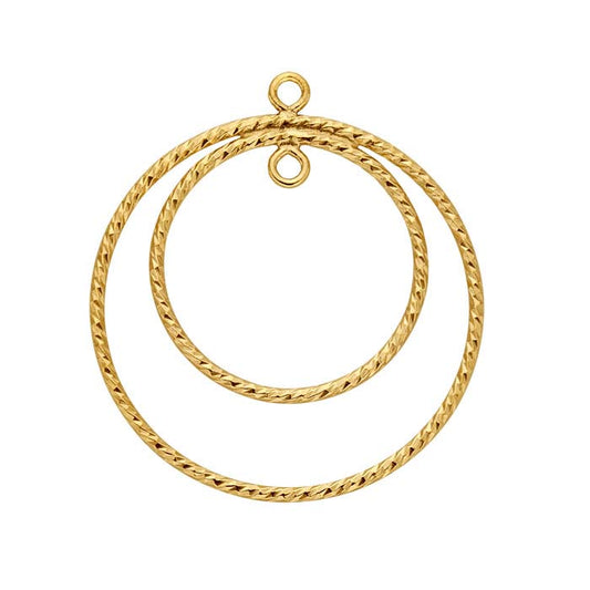 Composant Cercles Étincelants en Or Jaune 14/20 Plaqué avec Anneaux Fermés