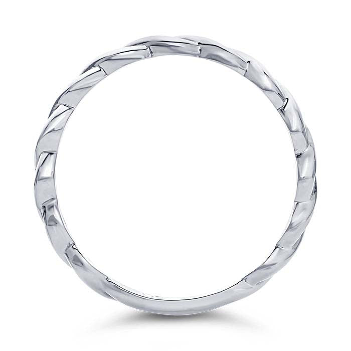 خاتم حبل ملتوي من الذهب الأبيض عيار 14 قيراط