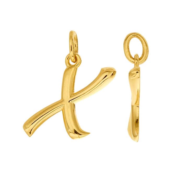 Alphabet-Anhänger X aus 14 Karat Gelbgold
