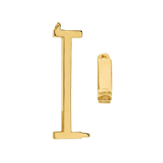 14K 옐로우 골드 알파벳 옆으로 된 페스툰 펜던트, I