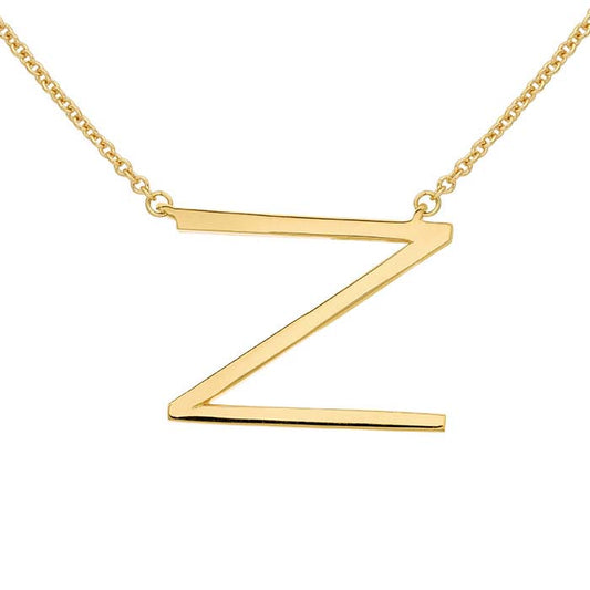 14K 옐로우 골드 알파벳 옆으로 된 페스툰 펜던트, N