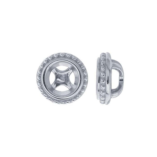 14K White Gold Beaded Round Pendant Mounting