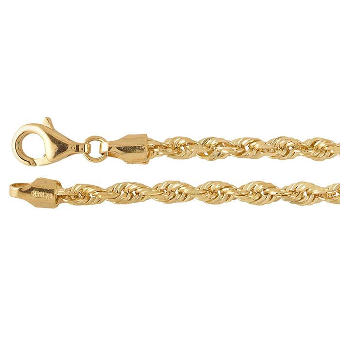 14K Yellow Gold Diamond-Cut French Rope Chain
