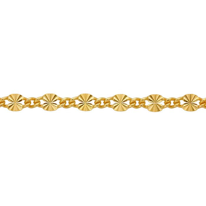 14/20 Yellow Gold-Filled Patterned Long & Short Chain