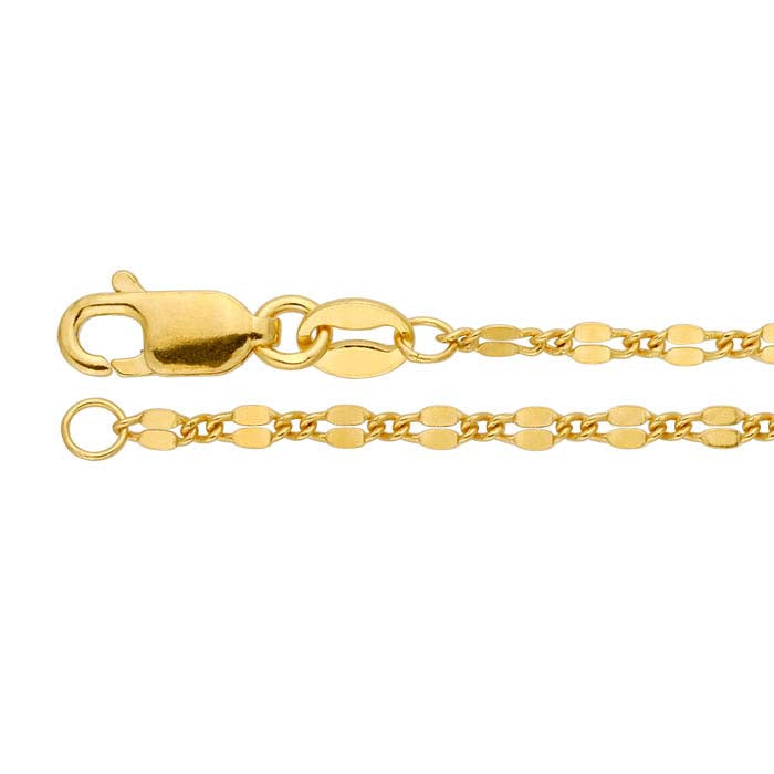 14/20 Yellow Gold-Filled Dapped Long & Short Chain