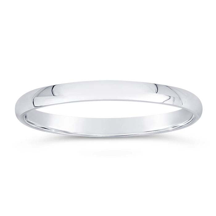 Nordt 14K White Gold Lightweight Half-Round Wedding Band