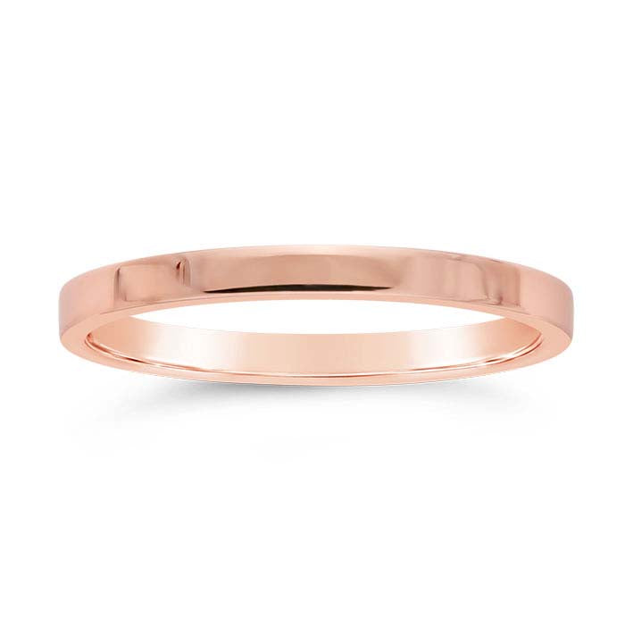 Nordt 14K Rose Gold Flat Comfort Fit Lightweight Wedding Band