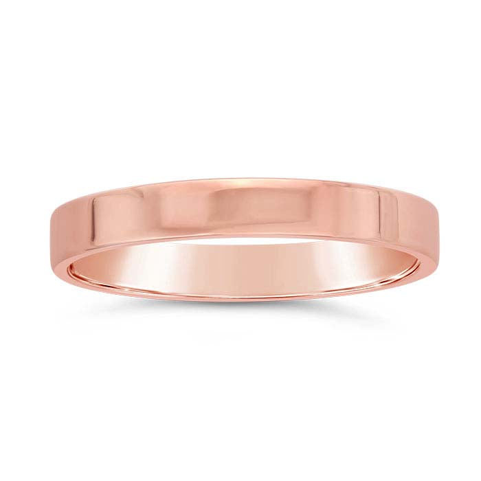 Nordt 14K Rose Gold Flat Comfort Fit Lightweight Wedding Band