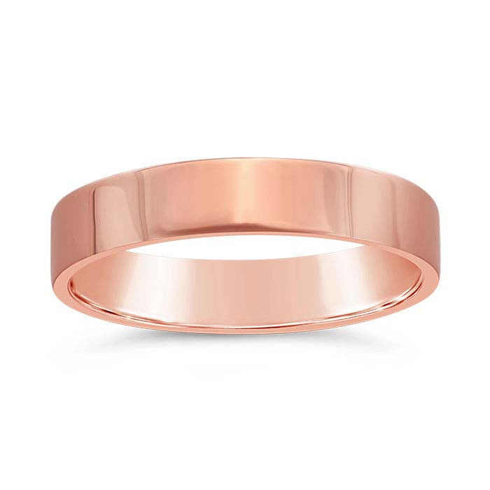 Nordt 14K Rose Gold Flat Comfort Fit Lightweight Wedding Band