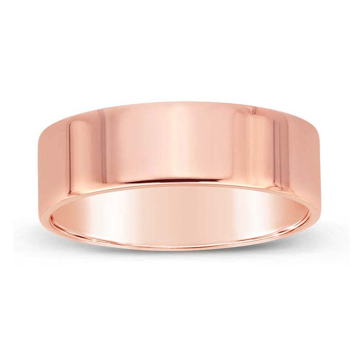 Nordt 14K Rose Gold Flat Comfort Fit Lightweight Wedding Band