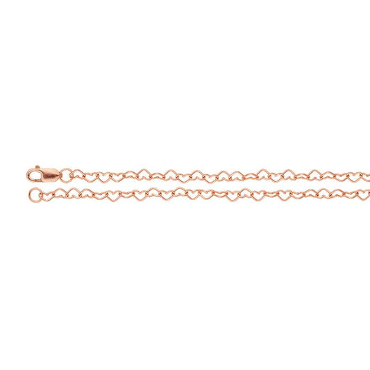 14/20 Rose Gold-Filled Heart Link Cable Chain