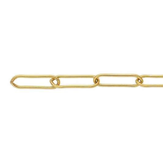 Corrente de Cabo Oval em Ouro Amarelo 14K, Por Polegada