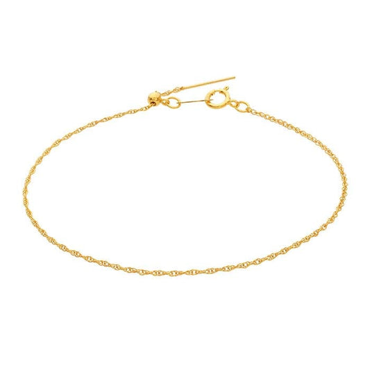 14/20 Yellow Gold-Filled Add-A-Bead Rope Chain Bracelet, Adjustable