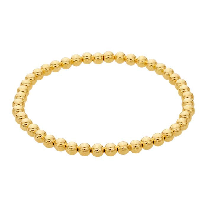 14/20 Yellow Gold-Filled Beaded Stretch Bangle Bracelet