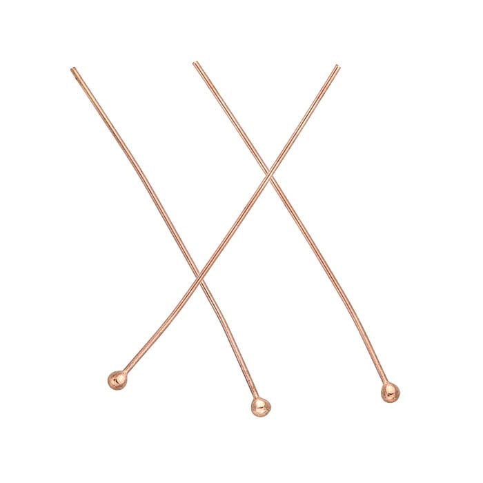 14/20 Rose Gold-Filled 25.4mm 1.3mm Ball Head Pin, 0.40mm, 1/2-Hard
