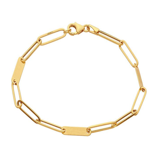 Pulsera de cadena cable alargada de oro amarillo 14K