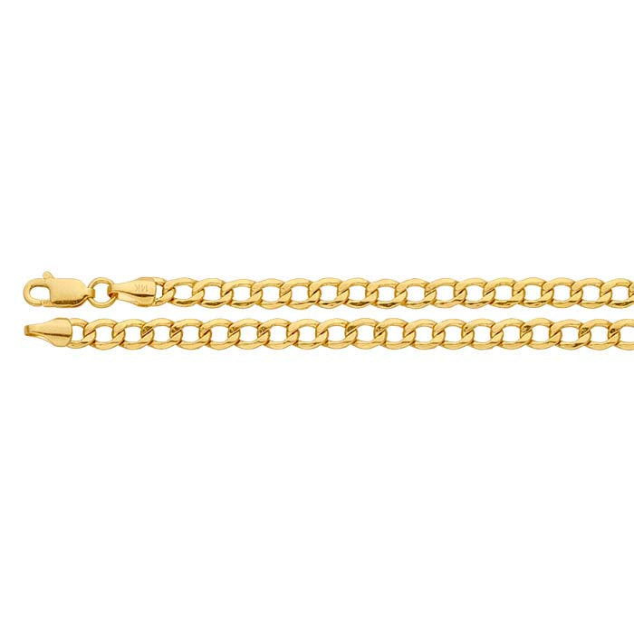 14K Yellow Gold Hollow Curb Chain