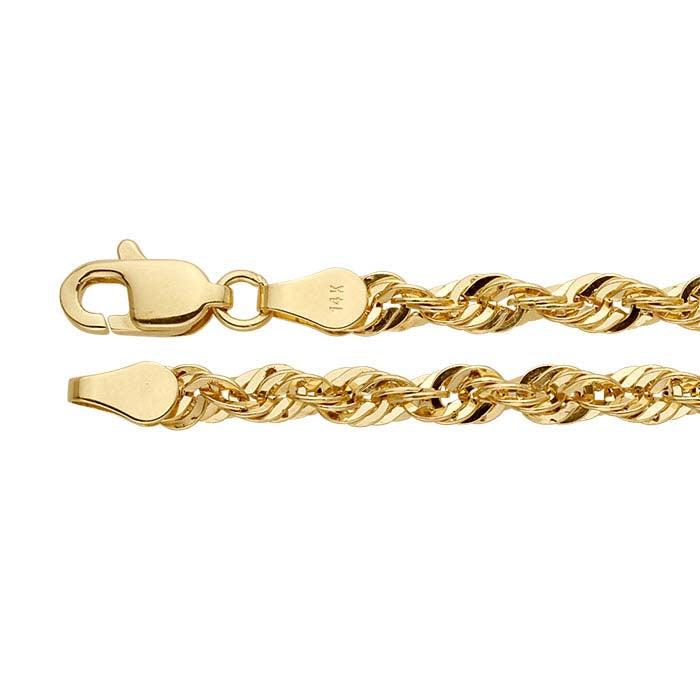 14K Yellow Gold Diamond-Cut Hollow French Rope Chain