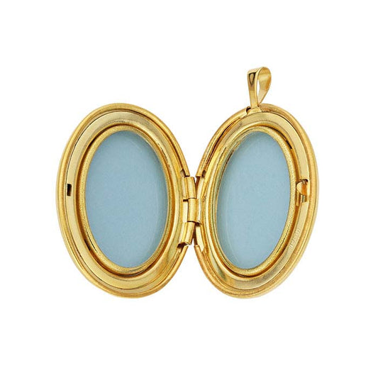 14/20 Yellow Gold-Filled Oval Cross Locket Pendant