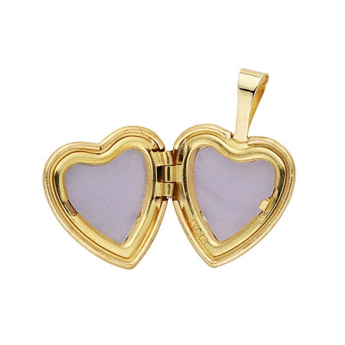 14K Yellow Gold Heart Locket Pendant